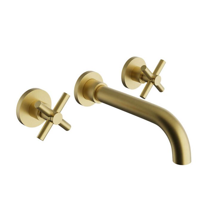 HEIMBERG VOLA Concealed 3-Hole Basin Mixer Without Waste in Brushed Gold
