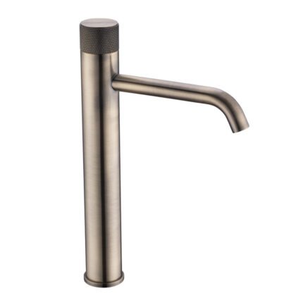 HEIMBERG-FLORA Single Tall Lever Basin Mixer in Old Brass, featuring a brass body, 35mm Sedal Cartridge, and Neoperl Aerator, designed for elevated basin setup