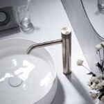 HEIMBERG-FLORA Single Tall Lever Basin Mixer in Old Brass, featuring a brass body, 35mm Sedal Cartridge, and Neoperl Aerator, designed for elevated basin setups