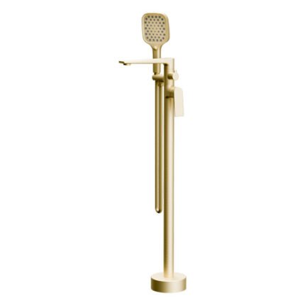 Brushed Gold Heimberg Free Standing Bath Mixer with Diverter Model HBM-TRA-190-BG