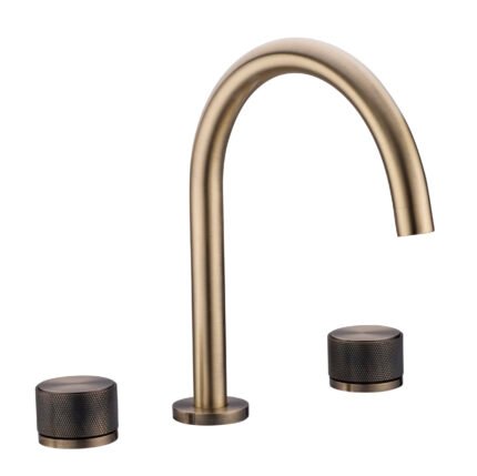 HEIMBERG-FLORA: 3 HOLE DECK MOUNTED BASIN MIXER OLD BRASS