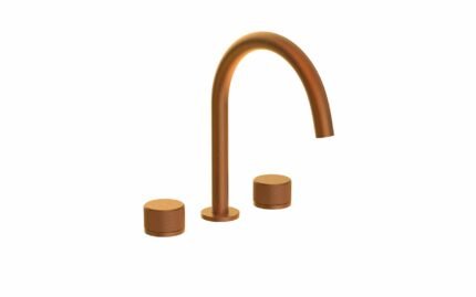 HEIMBERG-FLORA: 3 HOLE DECK MOUNTED BASIN MIXER MATT ROSE GOLD