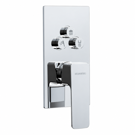 3 WAY CONCEALED BATH/SHOWER MIXER WITH PUSH BUTTON ACTIVATED