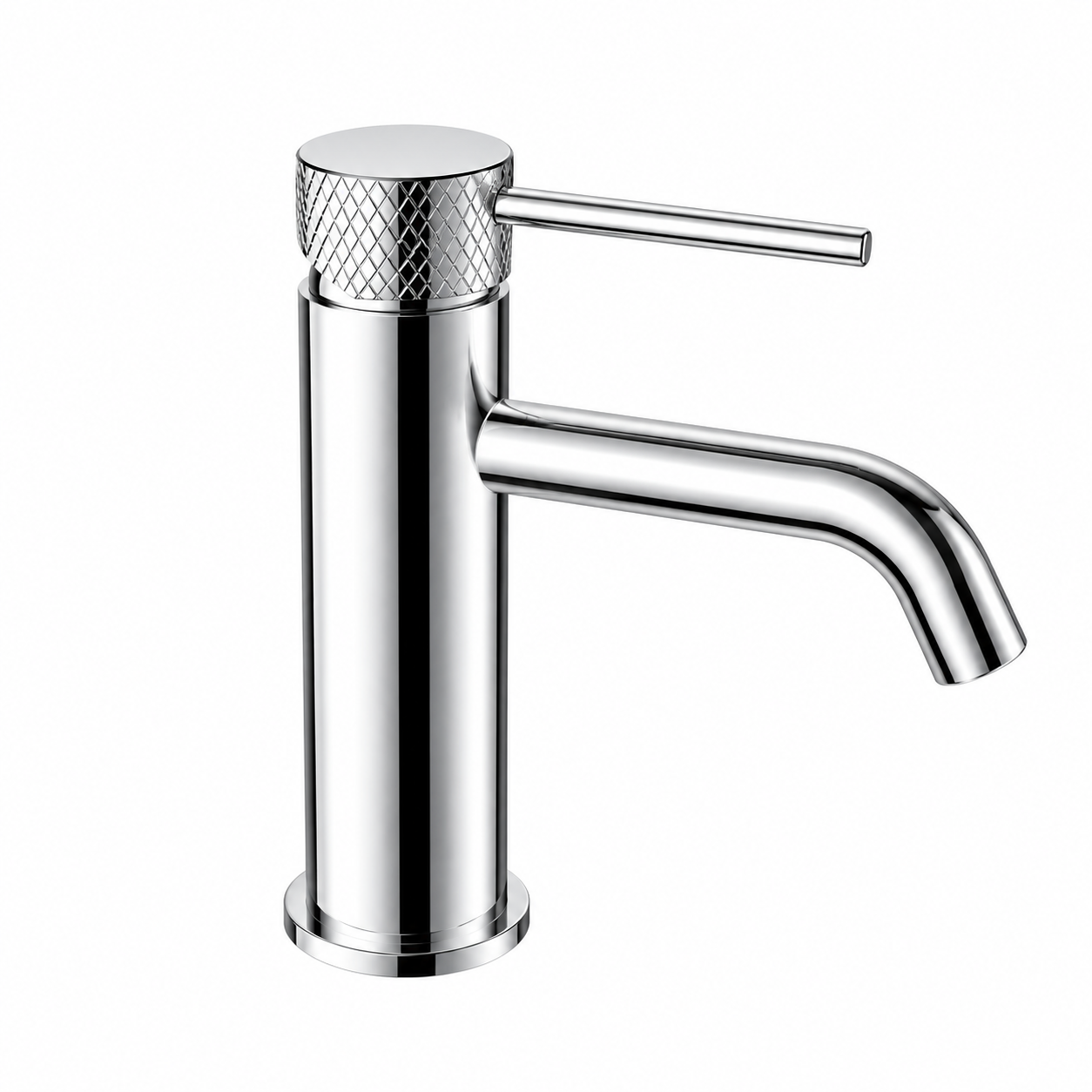 Polished chrome knurled basin mixer-7