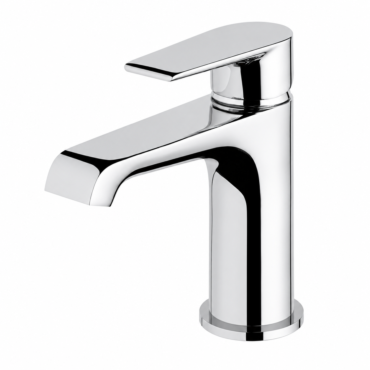 Polished chrome short basin mixer-2